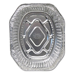 Durable Packaging Aluminum Roaster Pans, Extra-Large Oval, 230 oz, 18.5 x 14 x 3.38, Silver, 100/Carton (4001100)