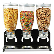 Mind Reader Heavy Duty Metal Cereal Triple Dispenser, 60 oz, 18.5 x 5.93 x 17.25, Black/Clear (KELL300BLK)