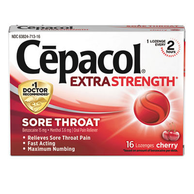 Cepacol Extra Strength Sore Throat Lozenges, Cherry, 16/Box, 24 Boxes/Carton (71016CT)