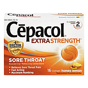 Cepacol Extra Strength Sore Throat Lozenges, Honey Lemon, 16 Lozenges (73016)