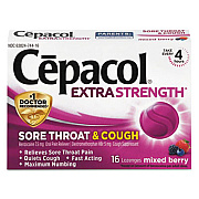 Cepacol Extra Strength Sore Throat and Cough Lozenges, Mixed Berry, 16/Pack, 24 Packs/Carton (74016CT)
