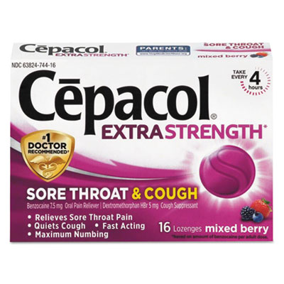 Cepacol Extra Strength Sore Throat and Cough Lozenges, Mixed Berry, 16 Lozenges (74016)