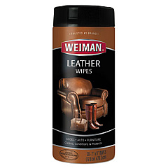 WEIMAN Leather Wipes, 1-Ply, 7 x 8, White, 30/Canister (91)