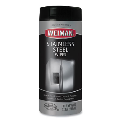 WEIMAN Stainless Steel Wipes, 1-Ply, 7 x 8, White, 30/Canister (92)
