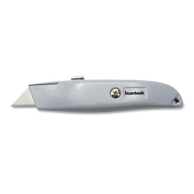 Boardwalk Retractable Metal Utility Knife, Retractable, Straight-Edged, Gray (BWKUKNIFE45)