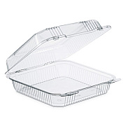 Dart StayLock Clear Hinged Lid Containers, 8.6 x 9 x 3, Clear, Plastic, 200/Carton (PET55UT1)