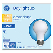 GE LED Classic Daylight A21 Light Bulb, 13 W, 2/Pack (31186)