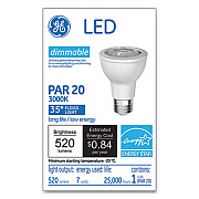 GE LED PAR20 Dimmable Warm White Flood Light Bulb, 3000K, 7 W (93348)