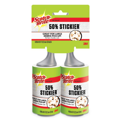 Scotch-Brite 50% Stickier Giant Surface Lint Roller Twin Pack, 2/Pack, 80 Sheets/Roller (830GRS80TP)