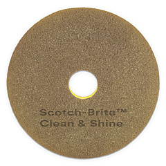 Scotch-Brite Clean and Shine Pad, 20" Diameter, Brown/Yellow, 5/Carton (09541)
