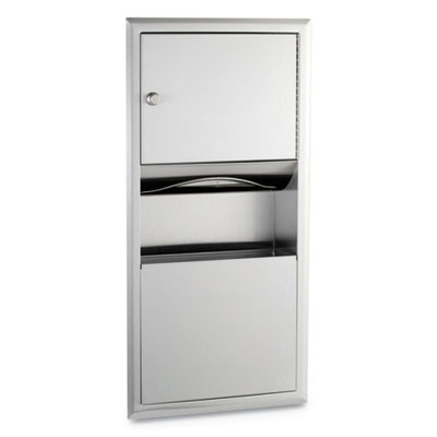 Bobrick ClassicSeries Recessed Paper Towel Dispenser/Waste Receptacle, 14 x 3.94 x 28, Stainless Steel (369)