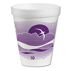 Dart Horizon Hot/Cold Foam Drinking Cups,, 10 oz, White/Purple, 25/Bag, 40 Bags/Carton (10J10H)