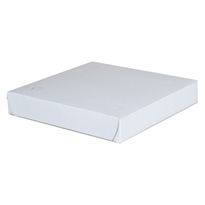 SCT Clay-Coated Paperboard Pizza Boxes, 9 x 9 x 1.5, White, Paper, 100/Carton (1405)