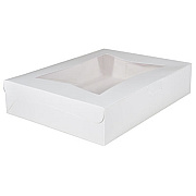 SCT White Window Bakery Boxes with Tuck-in Lid, 19" x 14" x 6.5", White, Paper, 50/Carton (23133)
