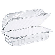 Dart StayLock Clear Hinged Lid Containers, 4.5 x 8.5 x 3.6, Clear, Plastic, 250/Carton (C19UT1)