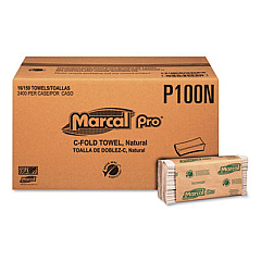 Marcal PRO 100% Recycled Folded Paper Towels, 1-Ply, 12.88  x 10.13, Natural, 150/Pack, 16 Packs/Carton (P100N)