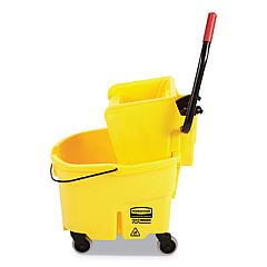 Rubbermaid Commercial WaveBrake 2.0 Bucket/Wringer Combos, Side-Press, 26 qt, Plastic, Yellow (FG748000YEL)