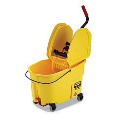 Rubbermaid Commercial WaveBrake 2.0 Bucket/Wringer Combos, Down-Press, 44 qt, Plastic, Yellow (FG757688YEL)