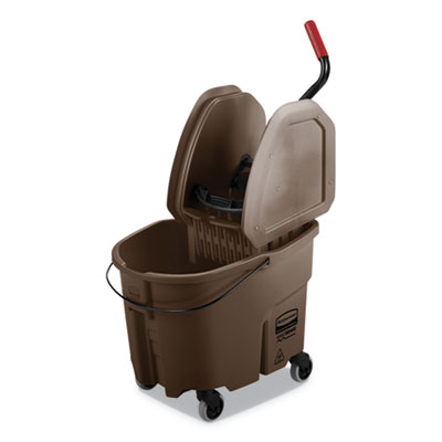Rubbermaid Commercial WaveBrake 2.0 Bucket/Wringer Combos, Down-Press, 35 qt, Plastic, Brown (FG757788BRN)