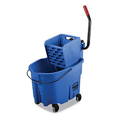 Rubbermaid Commercial WaveBrake 2.0 Bucket/Wringer Combos, Side-Press, 35 qt, Plastic, Blue (FG758888BLUE)