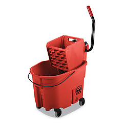 Rubbermaid Commercial WaveBrake 2.0 Bucket/Wringer Combos, Side-Press, 35 qt, Plastic, Red (FG758888RED)