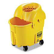Rubbermaid Commercial WaveBrake Institution Bucket and Wringer Combos, Down-Press, 35 qt, Plastic, Yellow (FG759088YEL)