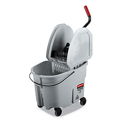 Rubbermaid Commercial WAVEBRAKE 2.0 BUCKET/WRINGER COMBOS, DOWN-PRESS, 35 QT, PLASTIC, GRAY (FG1863899)