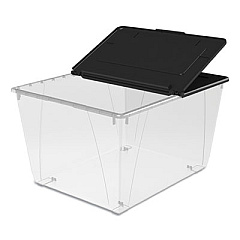 Storex Storage Tote, 16 gal, 22.7" x 18.25" x 12.86", Clear/Black (00900U04C)