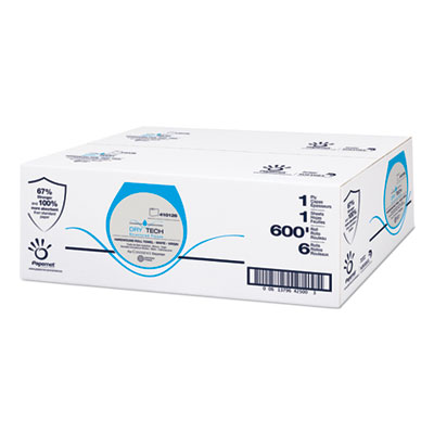 Papernet Dry Tech Paper Towel, 1-Ply, 7.5" x 600 ft, White, 6 Rolls/Carton (410126)