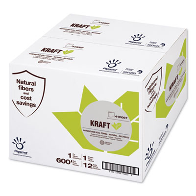Papernet Kraft Tech Hardwound Roll Towel, Kraft, 1-Ply, 7.8" x 600 ft, Brown, 12 Rolls/Carton (410097)