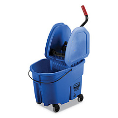Rubbermaid Commercial WaveBrake 2.0 Bucket/Wringer Combos, Down-Press, 35 qt, Plastic, Blue (FG757888BLUE)