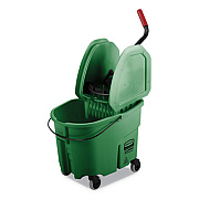 Rubbermaid Commercial WaveBrake 2.0 Bucket/Wringer Combos, 35 qt, Down Press, Plastic, Green (FG757888GRN)