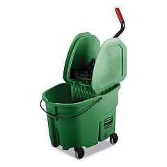 Rubbermaid Commercial WaveBrake 2.0 Bucket/Wringer Combos, 35 qt, Down Press, Plastic, Green (FG757888GRN)