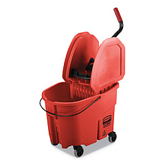 Rubbermaid Commercial WaveBrake 2.0 Bucket/Wringer Combos, Down-Press, 35 qt, Plastic, Red (FG757888RED)