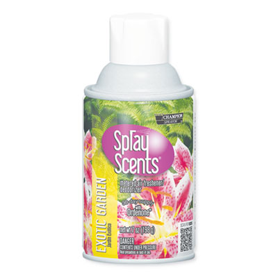 Chase Products Champion Sprayon SPRAYScents Metered Air Freshener Refill, Exotic Garden Scent, 7 oz Aerosol Spray, 12/Carton (5187)