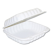 Pactiv EARTHCHOICE SMARTLOCK HINGED LID CONTAINERS, 1 COMPARTMENT, 8 X 8, 32 OZ, WHITE, 200/CARTON (YCN80801)