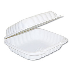 Pactiv EARTHCHOICE SMARTLOCK HINGED LID CONTAINERS, 1 COMPARTMENT, 8 X 8, 32 OZ, WHITE, 200/CARTON (YCN80801)