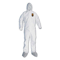 KleenGuard A45 Liquid and Particle Protection Surface Prep/Paint Coveralls, Large, White, 25/Carton (48973)
