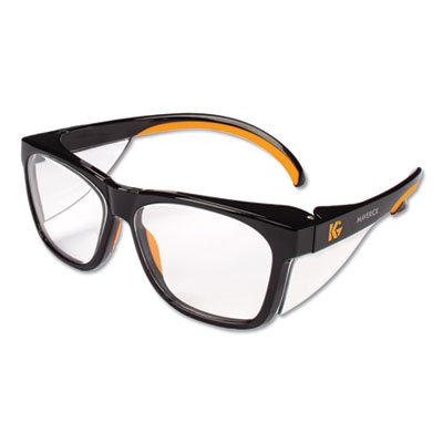 KleenGuard Maverick Safety Glasses, Black/Orange Full Frame, Clear Dual Lens, 12/Box (49312)