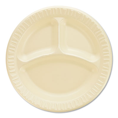 Dart Quiet Classic Laminated Foam Dinnerware, Compartment Plate, 9" dia, White, 500/Carton (9CPHQR)