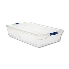 Rubbermaid Clever Store Basic Latch-Lid Container, 10.25 gal, 17.75" x 29" x 6.13", Clear (RMCC410001)
