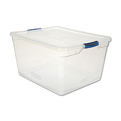 Rubbermaid Clever Store Basic Latch-Lid Container, 17.75 gal, 18.63" x 23.5" x 12.25", Clear (RMCC710000)