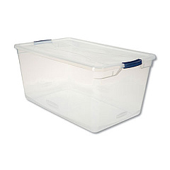 Rubbermaid Clever Store Basic Latch-Lid Container, 23.75 gal, 17.75" x 29" x 13.25", Clear (RMCC950001)