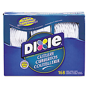 Dixie Combo Pack, Tray with White Plastic Utensils, Heavyweight, Fork/Knife/Spoon, 168/Pack, 6 Packs/Carton (CM168CT)