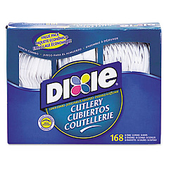 Dixie Combo Pack, Tray with White Plastic Utensils, Heavyweight, Fork/Knife/Spoon, 168/Pack (CM168)