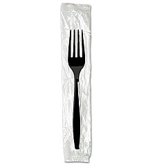 Dixie Individually Wrapped Heavyweight Forks, Plastic, Black, 1,000/Carton (FH53C7)