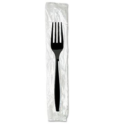 Dixie Individually Wrapped Heavyweight Forks, Plastic, Black, 1,000/Carton (FH53C7)