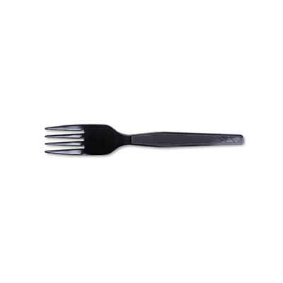 Dixie Plastic Cutlery, Heavy Mediumweight Forks, Black, 100/Box (FM507)