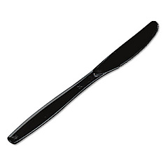 Dixie Plastic Cutlery, Heavyweight Knife, Black, 1,000/Carton (KH517)