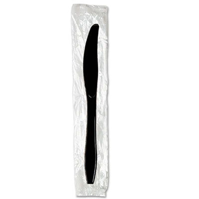 Dixie Individually Wrapped Heavyweight Knives, Plastic, Black, 1,000/Carton (KH53C7)